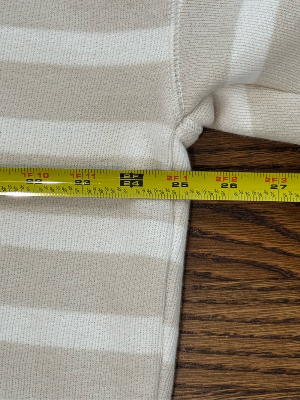 American Eagle M Beige/White Striped Sweatshirt - Picture 6 of 7